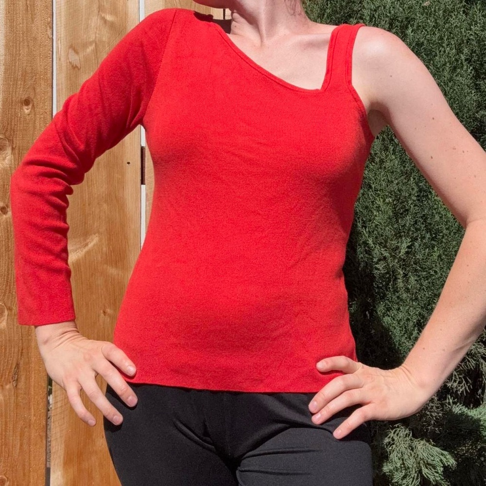 Red Asymmetrical Women's Top